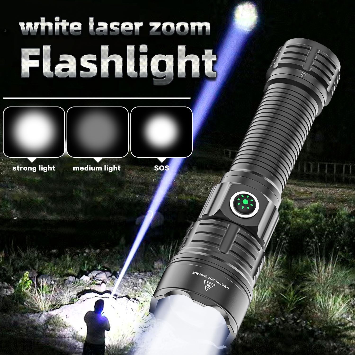Tactical Flashlight Type-C USB Rechargeable 6000 lumens Zoomable LED Waterproof