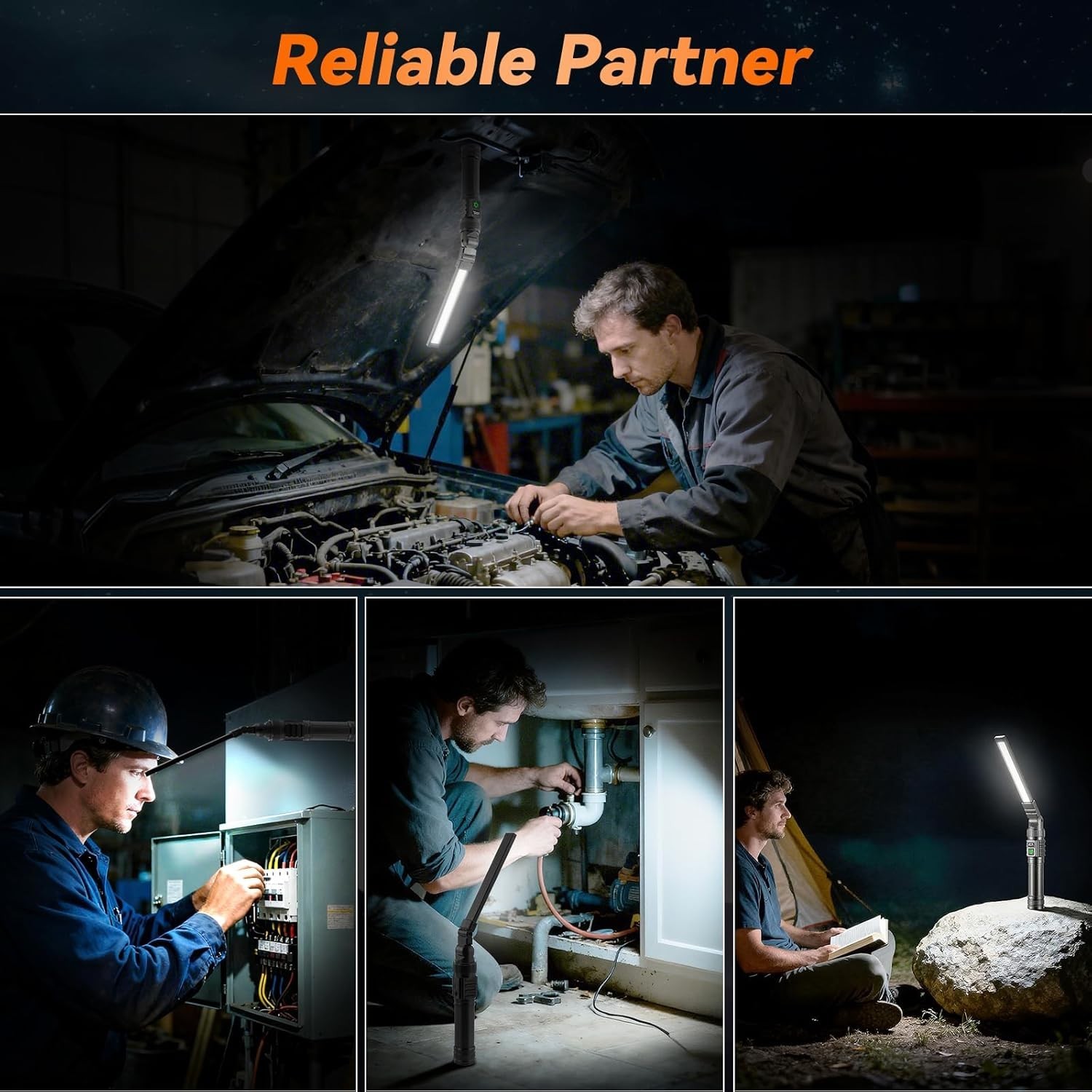 2Pack Magnetic Rechargeable LED Work Light/Flashlight for Mechanics | All Alu…