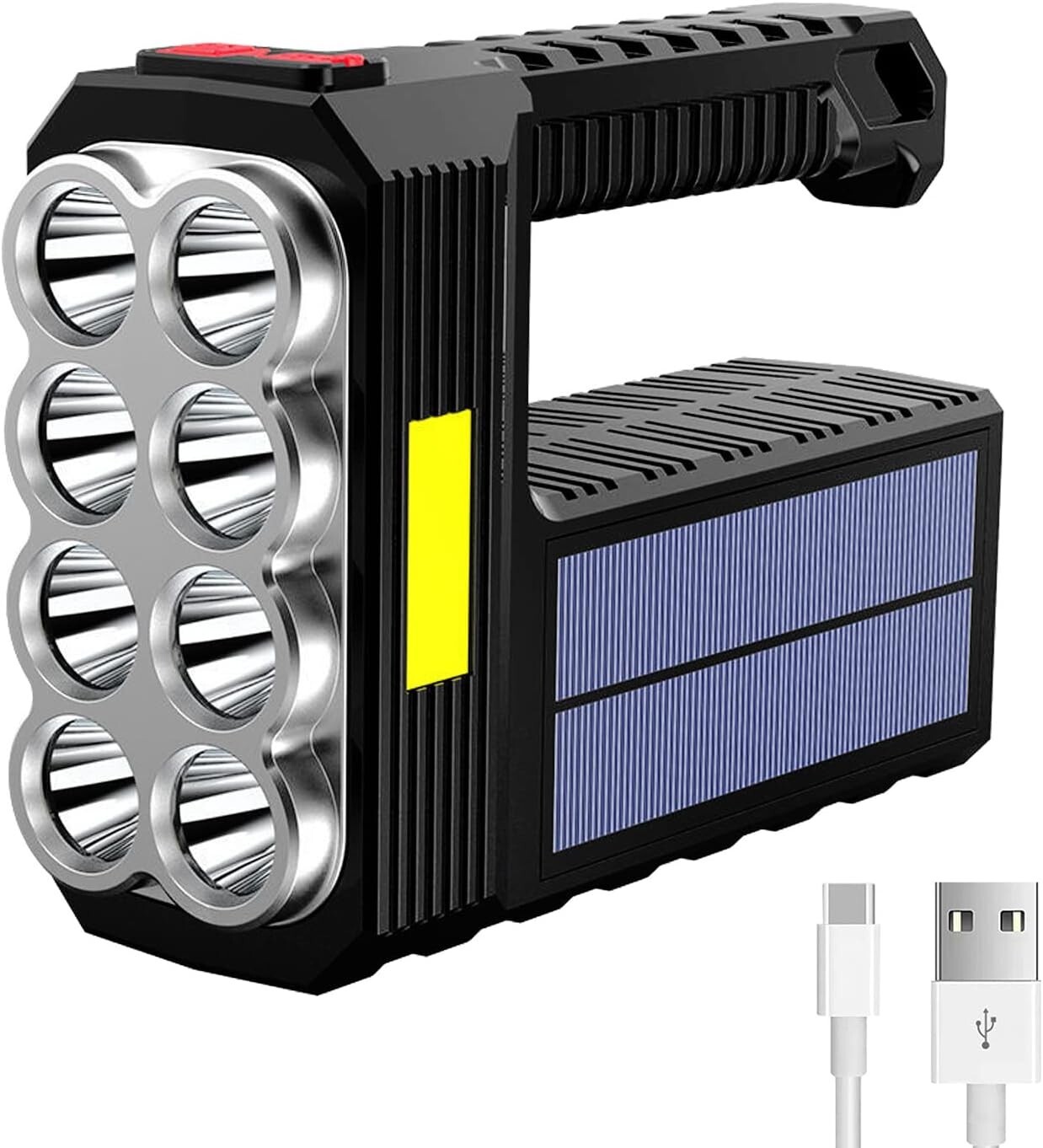 Rechargeable 8 LED Solar Flashlight w/COB Sidelight- Brand New in Box!!