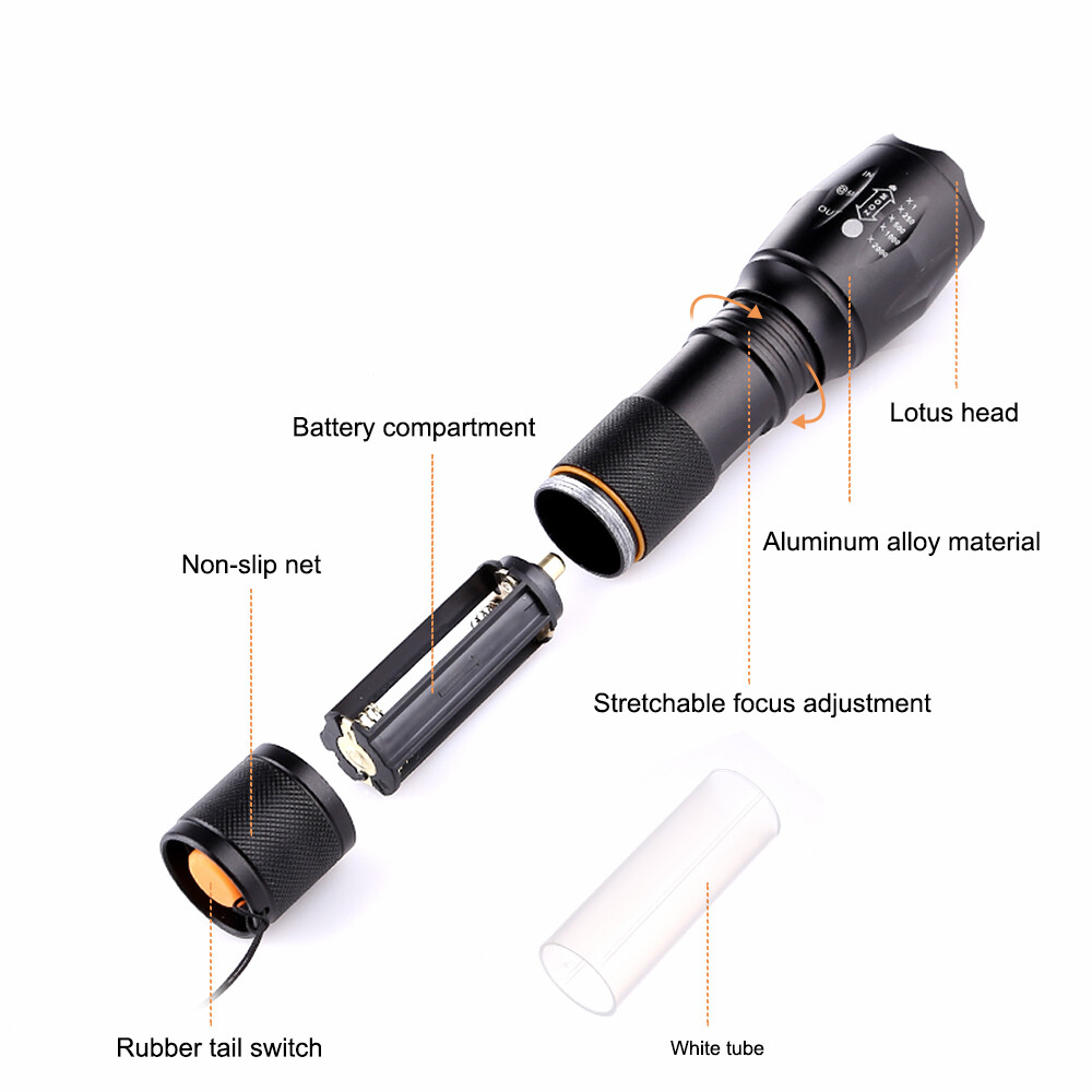 50000 LM Super Bright LED Tactical Flashlight Work Light Zoomable