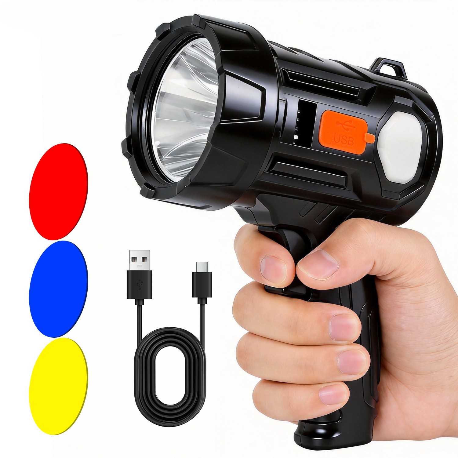 900000000LM Bright Solar/USB Rechargeable LED Spotlight Flashlight Searchlight