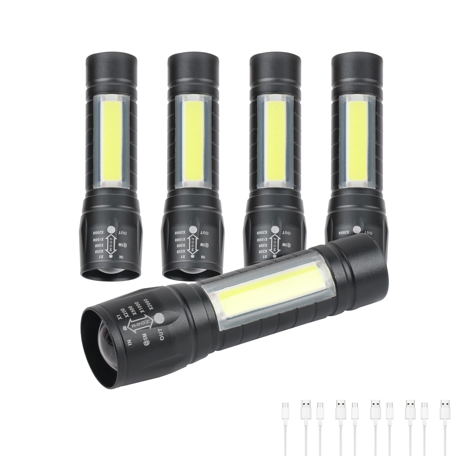 5 Pack Mini Small Pocket LED Flashlight USB-C Rechargeable High Lumens Bright…