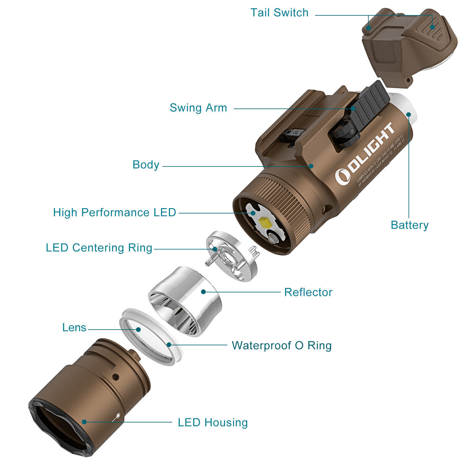 Olight Baldr Pro R Tactical  Flashlight 1350 Lumens Desert Tan