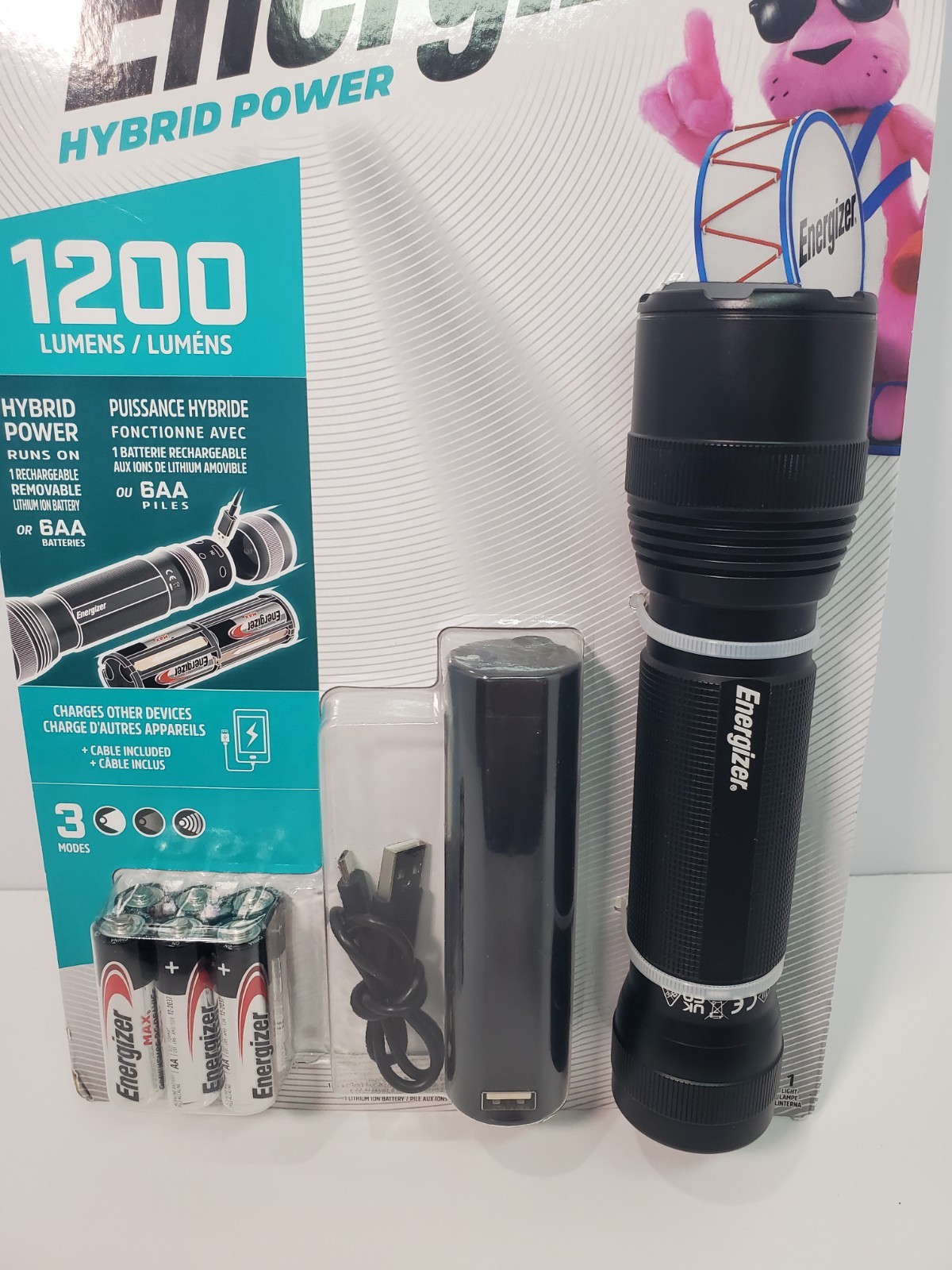 New Energizer Hybrid Power Tactical Flashlight Rechargeable 1200Lumens Free Ship