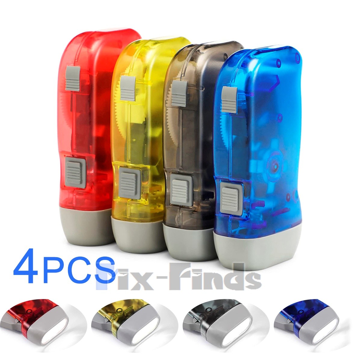 4x Hand Crank LED Flashlight Dynamo Pressing Flashlight Camping Emergency Torch