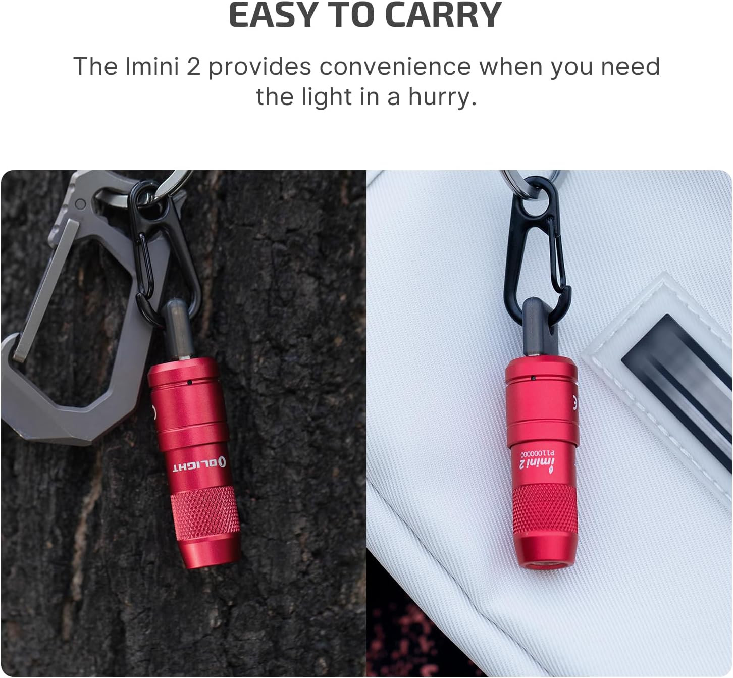 IMINI 2 EDC Rechargeable Keychain Flashlight, 50 Lumens Compact and Portable Min