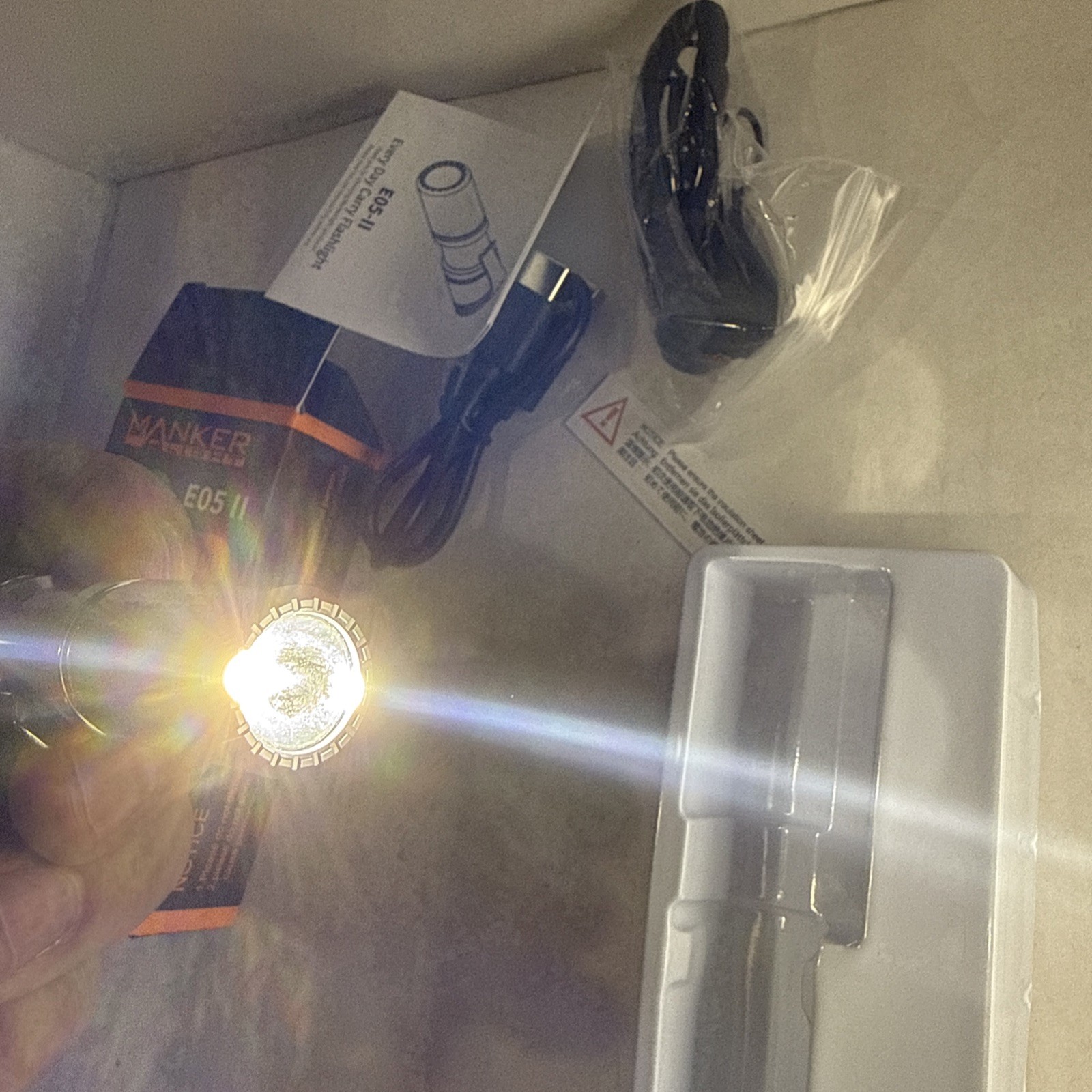 Manker E05 II Silver EDC Flashlight 1300LM AA 14500 LED Compact