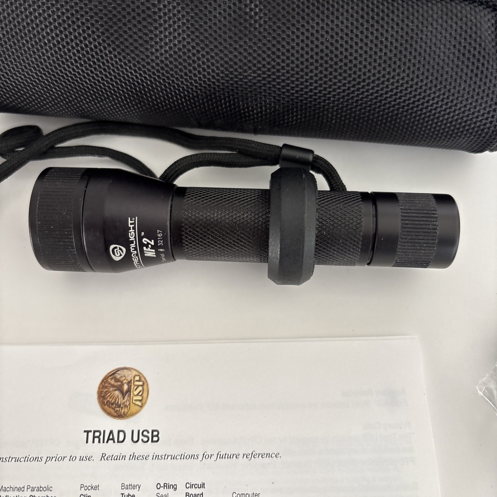 ASP Triad Black Rechargeable Nylon Case Flashlight Light
