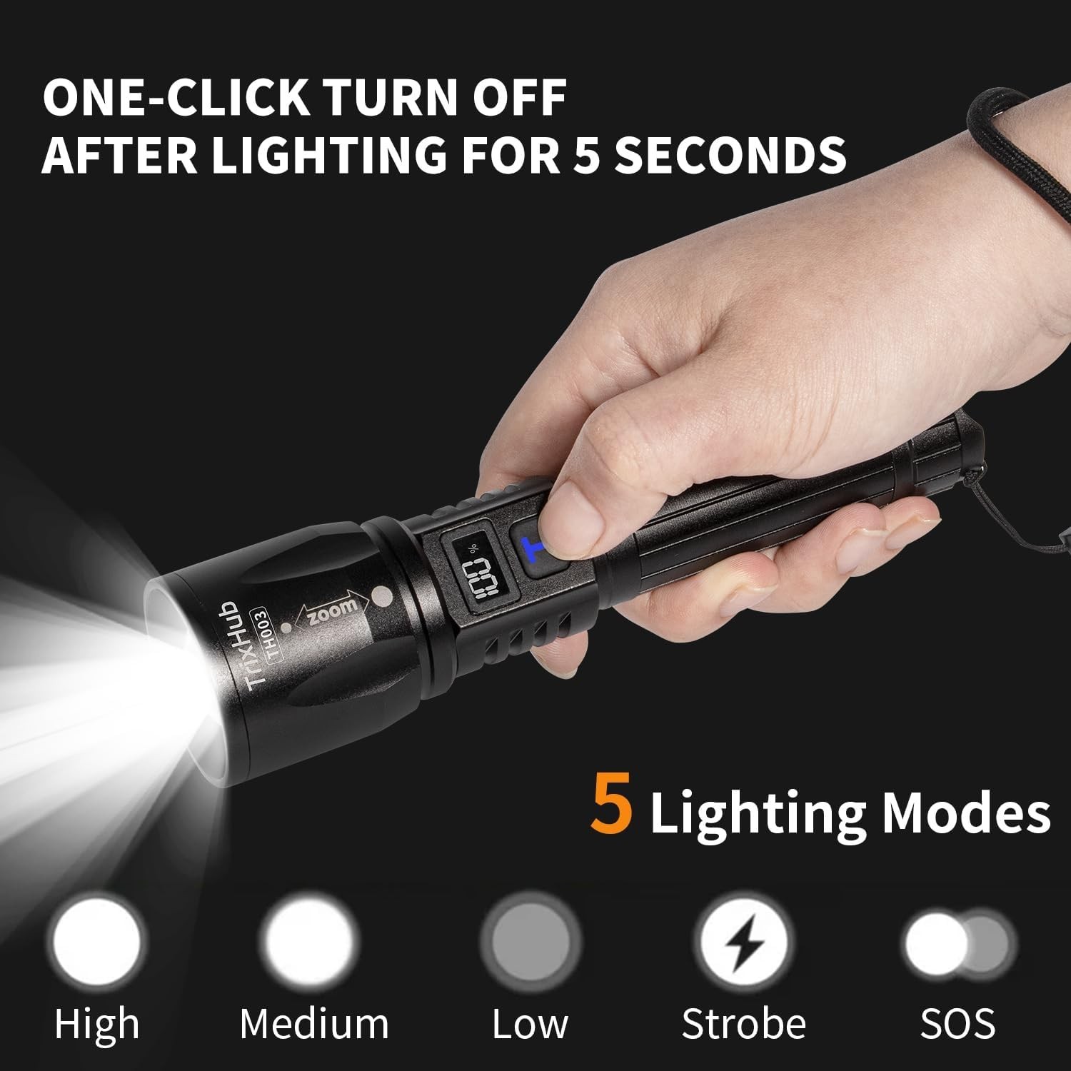 Ultra Bright Rechargeable LED Flashlight Set with Digital Display