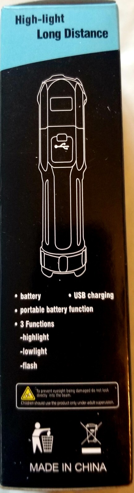 500M Distance High Power LED Flashlights USB Rechargeable Light Multifunctional