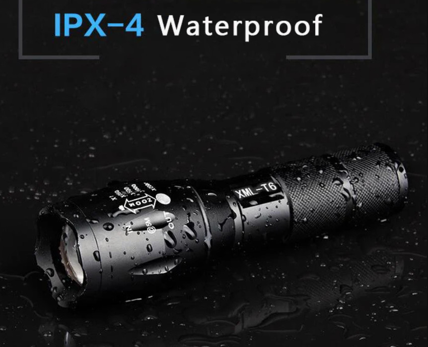 5 Modes Waterproof torch, Rechargeable LED Flashlight XML, UV White Light