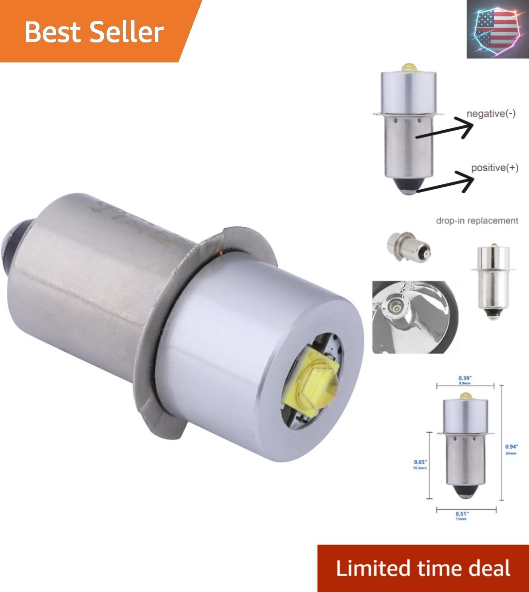 18V LED Flashlight Bulb Upgrade for 6-24V Bulb Replacement