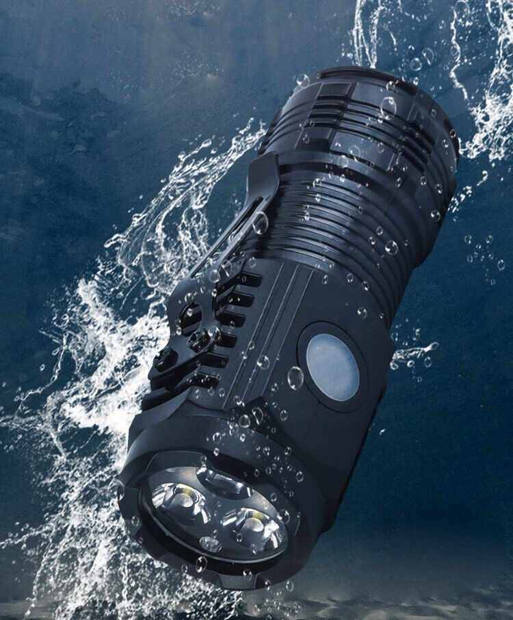 3x LED Tactical Flashlight Mini USB Rechargeable Super Bright Lamp 5 Modes Light