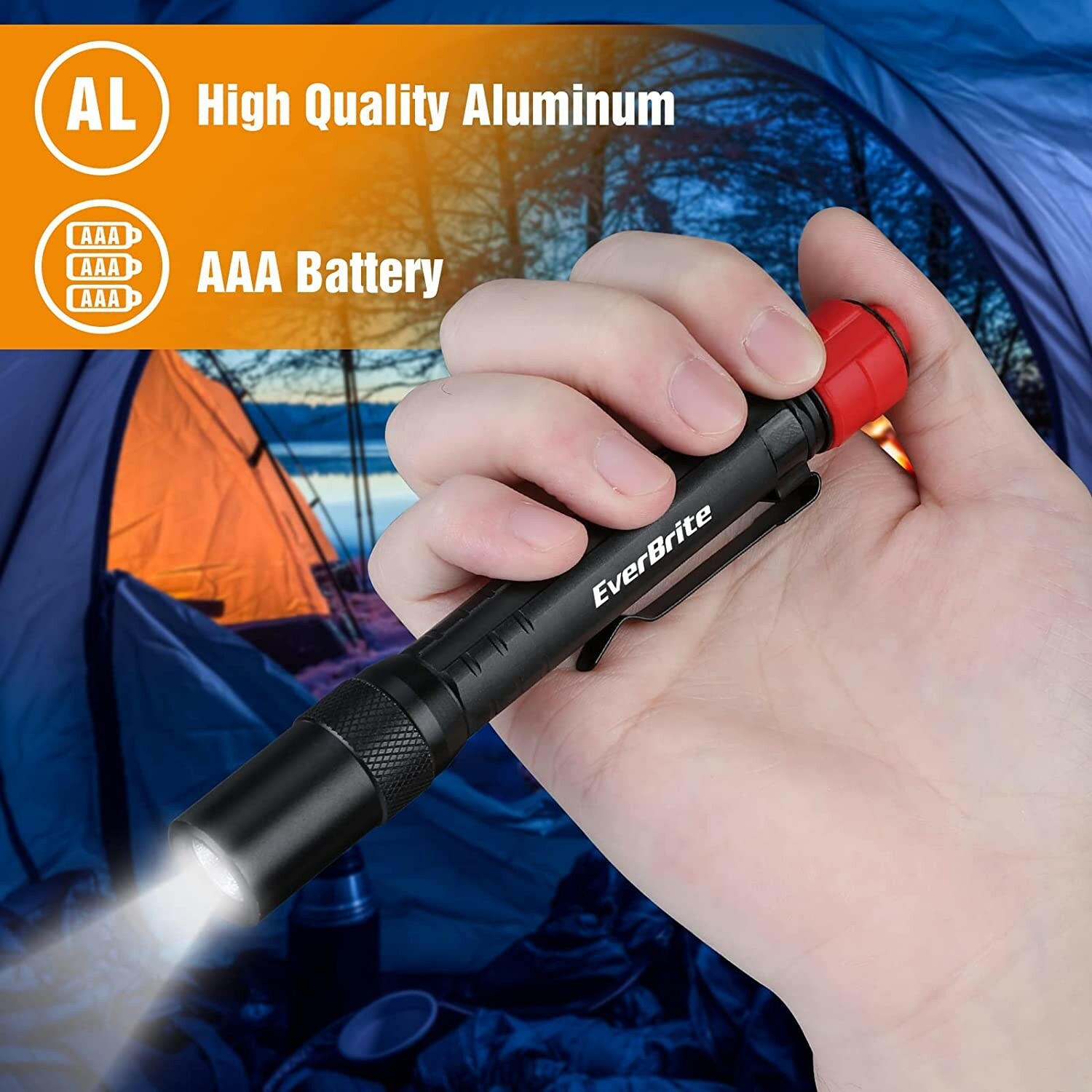 EverBrite Red Light Flashlight with 395nm Blacklight UV/White Light for Camping