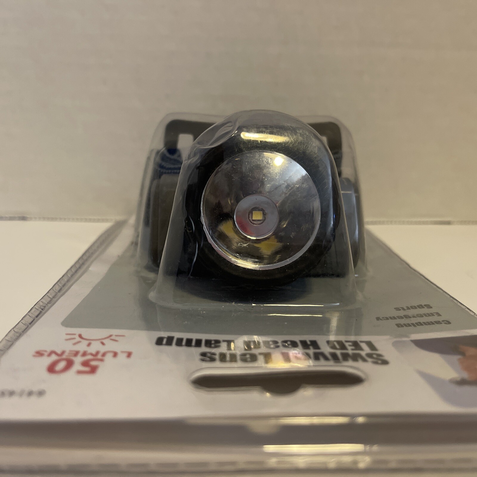 Swivel Lens LED 50 Lumens Headlamp Flashlight with Headband Strap Black/Gray
