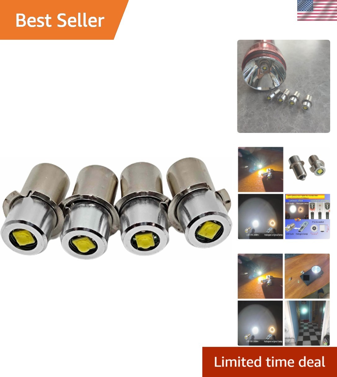 LED Conversion Kit for Maglite LED Bulb 2-4 Cell C/D, 3V 4.5V 6V Flashlight B…