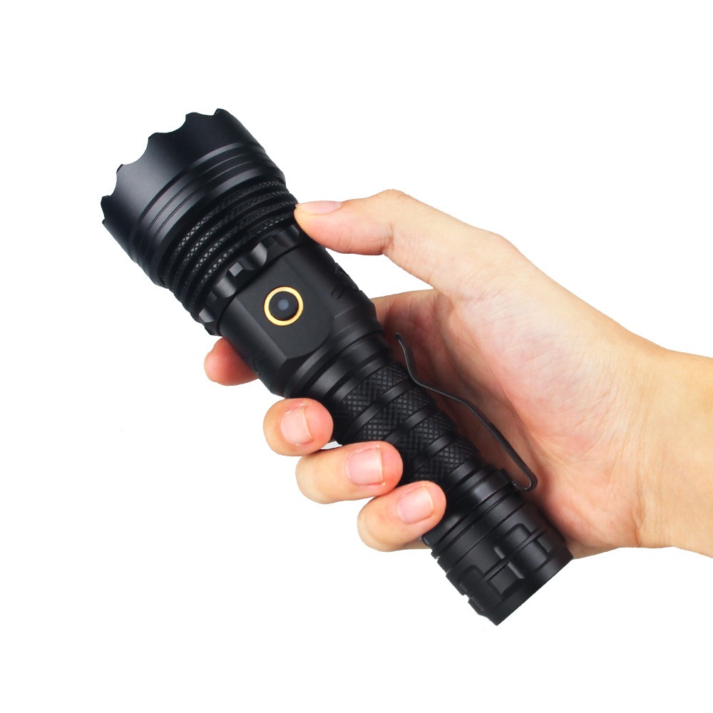 USB 4-Core Laser LEP Flashlight Type-C Charging Power Bank Torch White Light