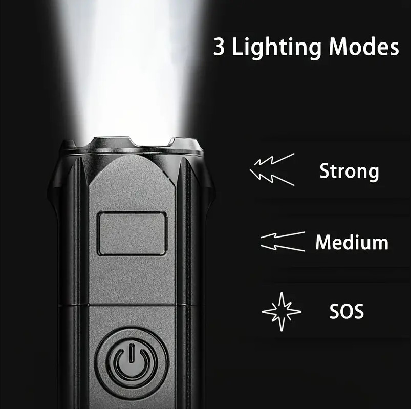 1 PC Portable Rechargeable Flashlight – Strong Light Torch for Household Use NEW
