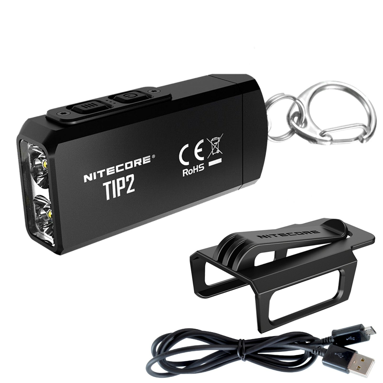 NITECORE TIP2 720 Lumen USB Rechargeable Keychain Flashlight with Charging Cable