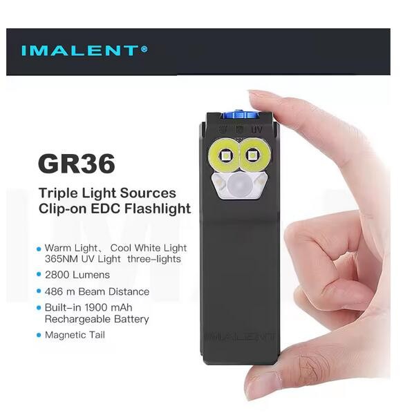 IMALENT GR36 EDC Flashlight 2800 Lumen /365NM UV/ Dial Switch/USB Rechargeable