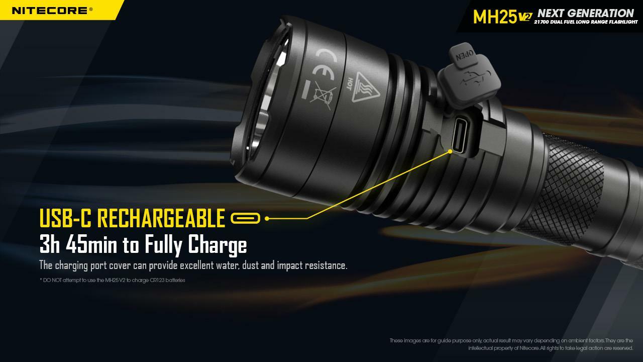 Nitecore MH25 v2 Type-C USB Rechargeable LED Flashlight – 1300 Lumens, 475 Mete