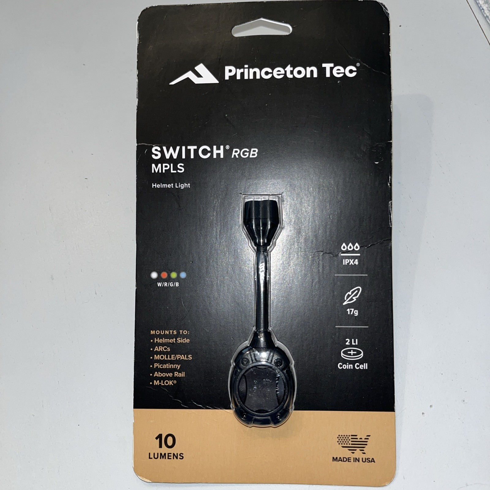 PRINCETON TEC SWITCH RGB MPLS HELMET LIGHT 10lm IPX4 TACTICAL LED LAMP MOUNTS