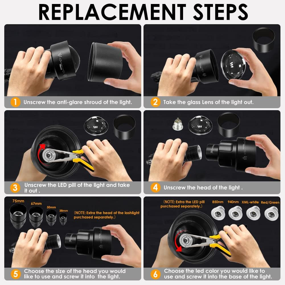 1605 850Nm IR Illuminator Flashlight Lights for Night Vision Zoomable