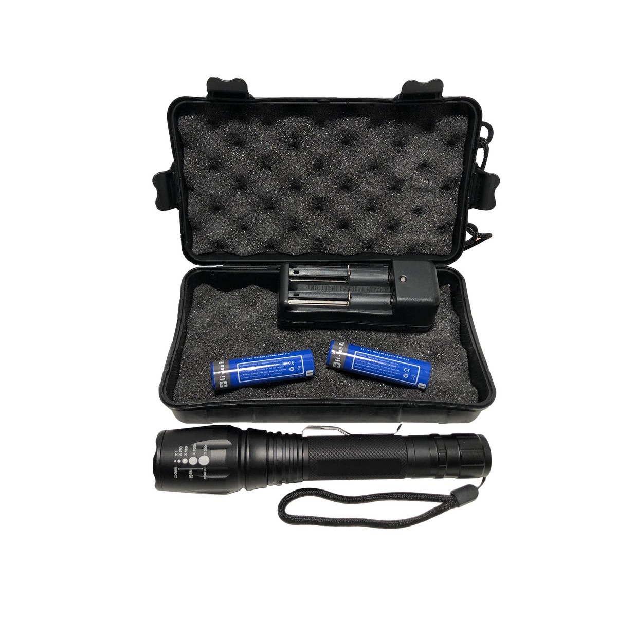 5 Mode Rechargeable LED Flashlight Outdoor Adjustable Water Resistant Torch