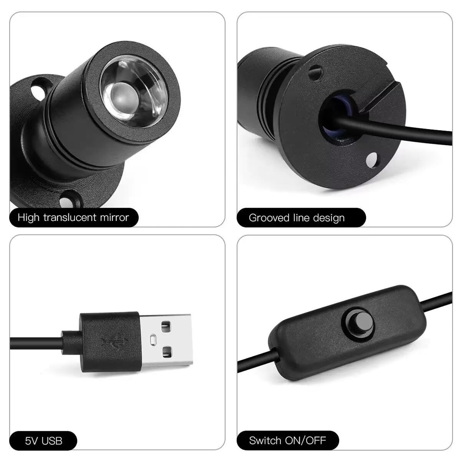 USB Powered Mini Spotlights for Displays 2-Pack – 5V Small LED Spot Lights