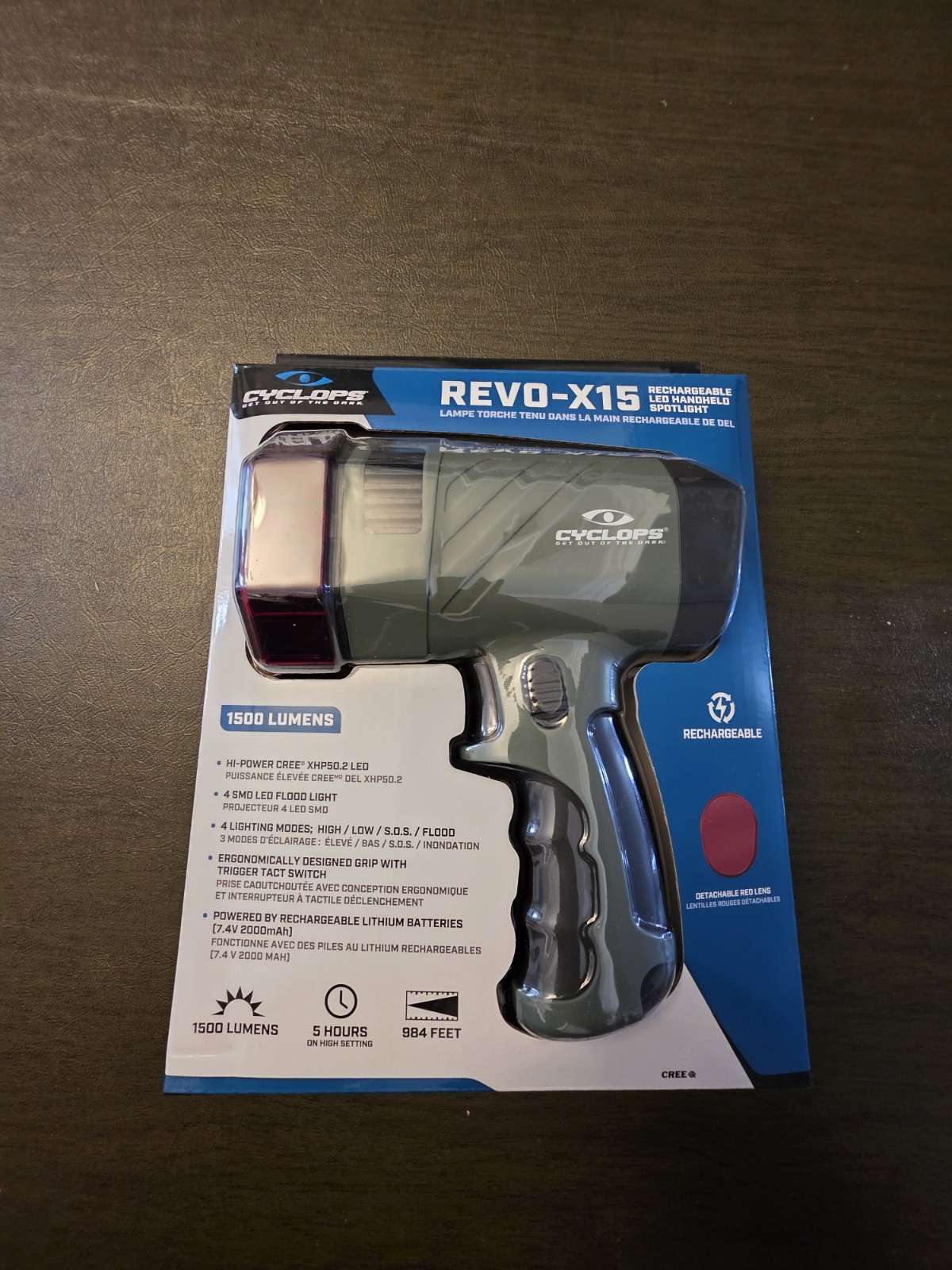 Cyclops Revo X-15 LED Rechargeable Flashlight 1500 Lumen Spotlight
