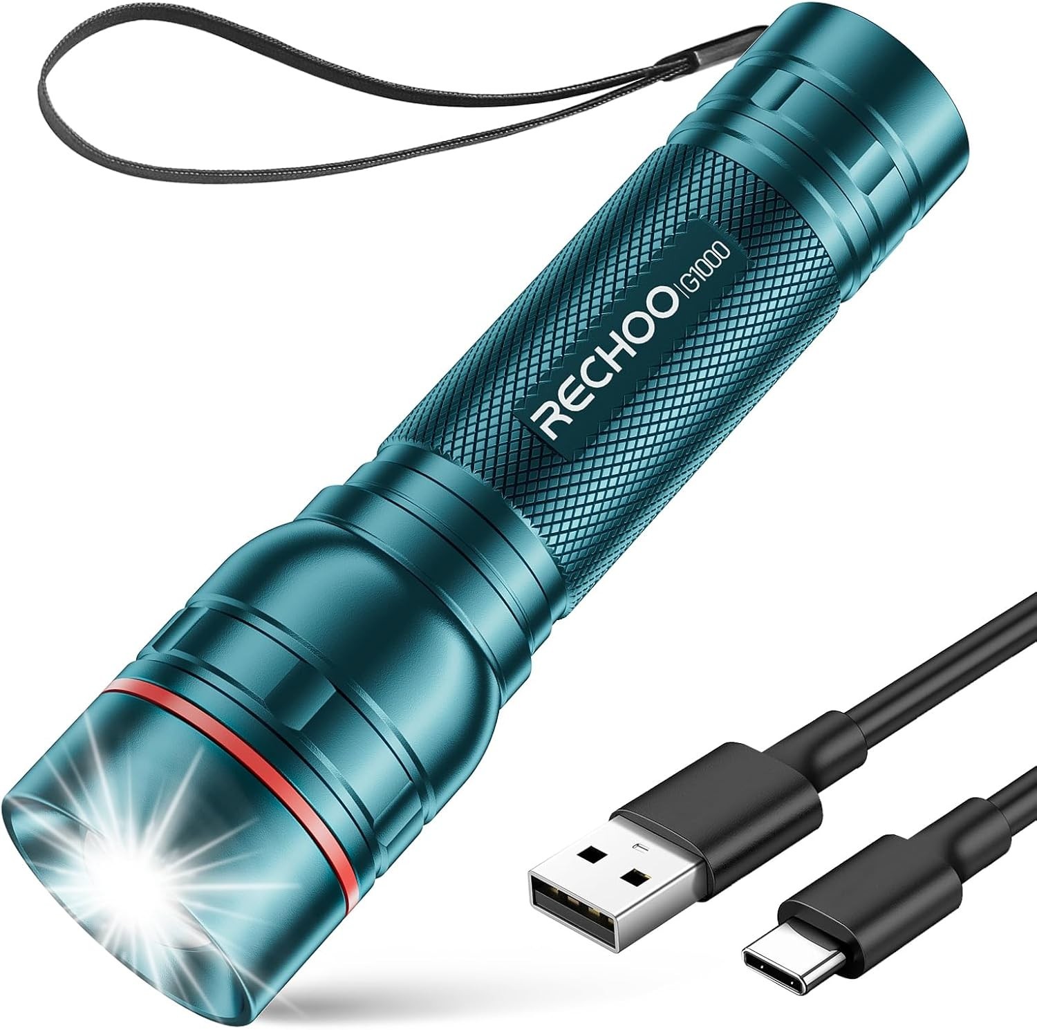Rechargeable Flashlight 1 Pack, Bright Military Grade Torch Light High Lumens…
