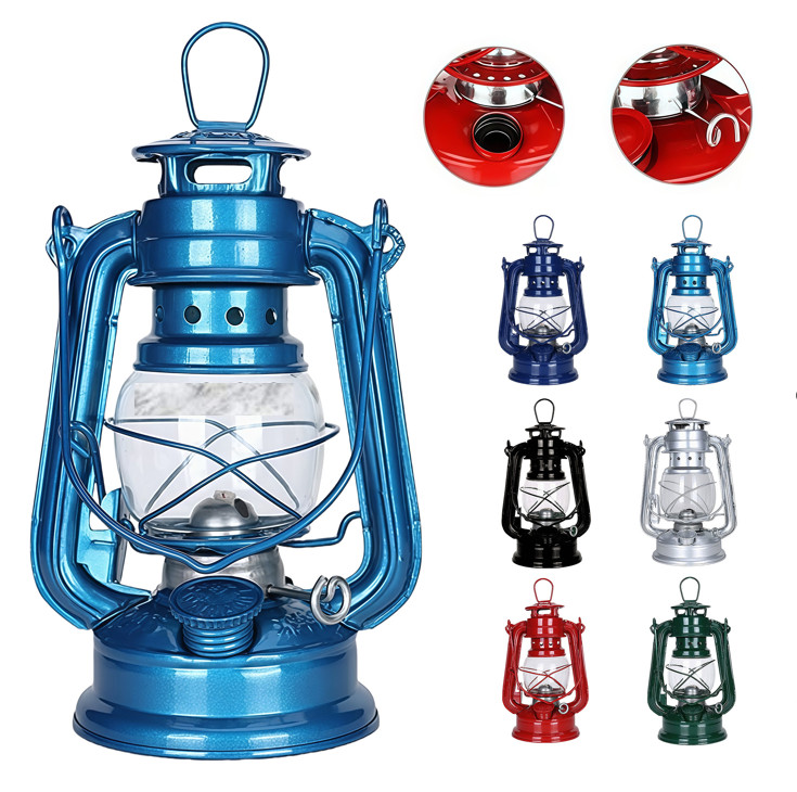 #2 Lamps, V & O Blue & Green both Oil Lanterns 12 in. H X 5-1/2 in. W X 11 in.