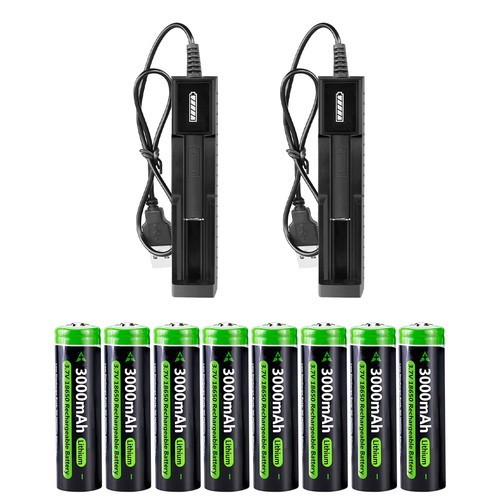 3000mAh Battery 3.7V Rechargeable Batteries Cell +Charger f/ Headlamp Flashlight