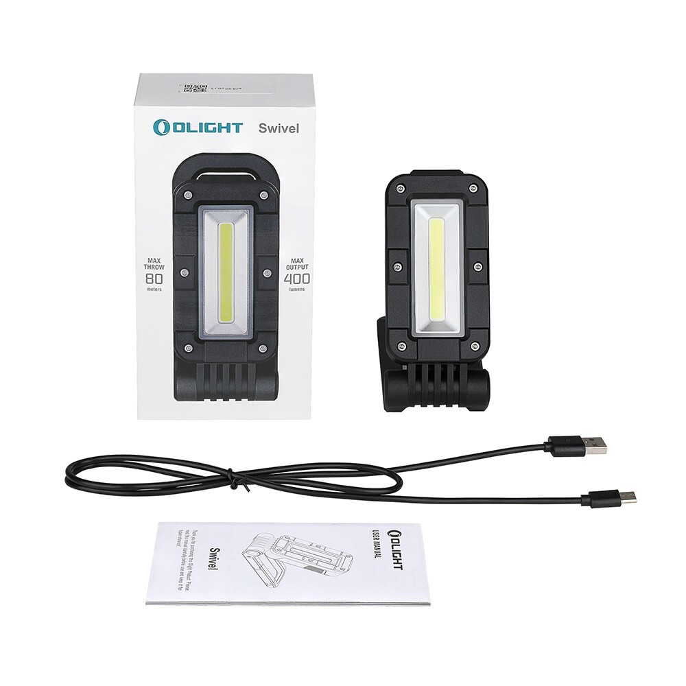 Olight Swivel COB + LED Foldable Work Light, 180 Deg Clip Style Stand, 400 Lumen