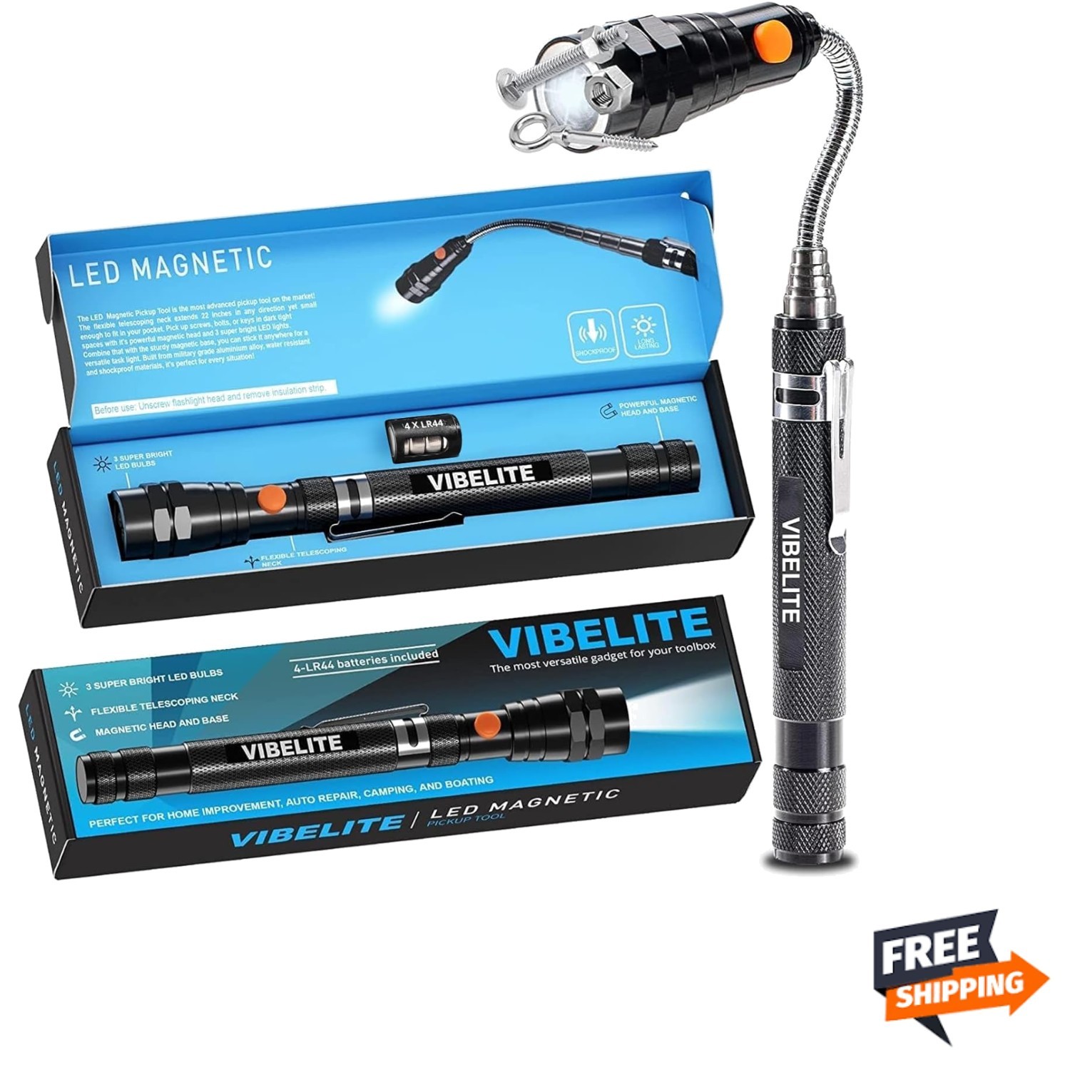 Extendable Magnetic Flashlight with Telescoping Magnet Pickup Tool-Cool Gadge…