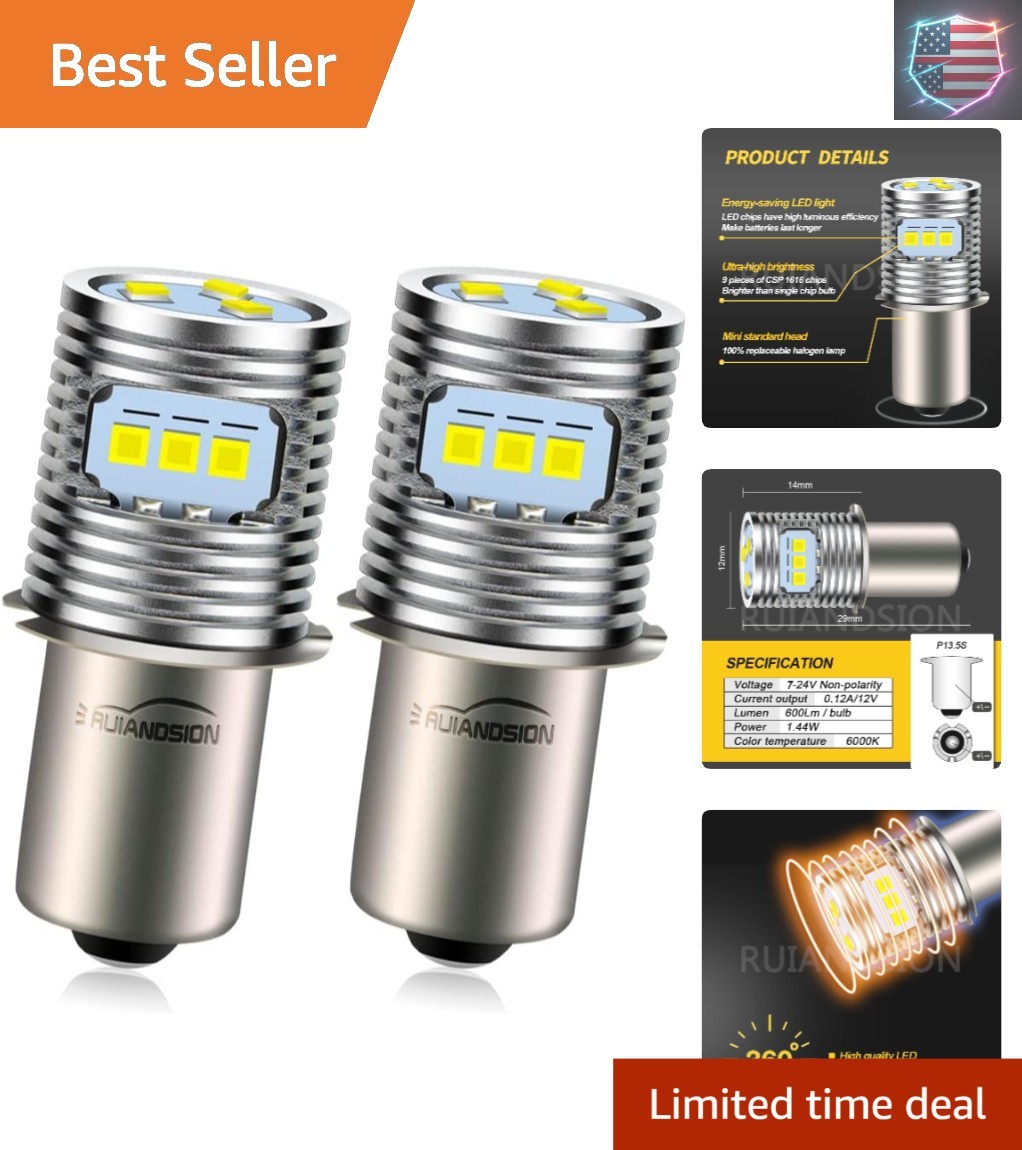 P13.5S LED Flashlight Bulb 18V 19.2V 24V 7-24 Volt P13.5S Base LED Bulbs Repl…