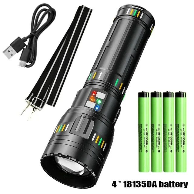 350000000 Lumen Super Bright LED Tactical Flashlight Rechargeable LED Work Light