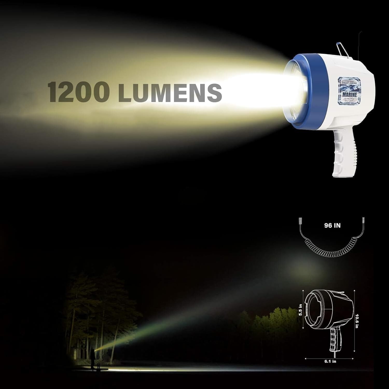 GOODSMANN Portable Handheld Spotlight for Boats 1400 Lumen Halogen 12 Volt DC