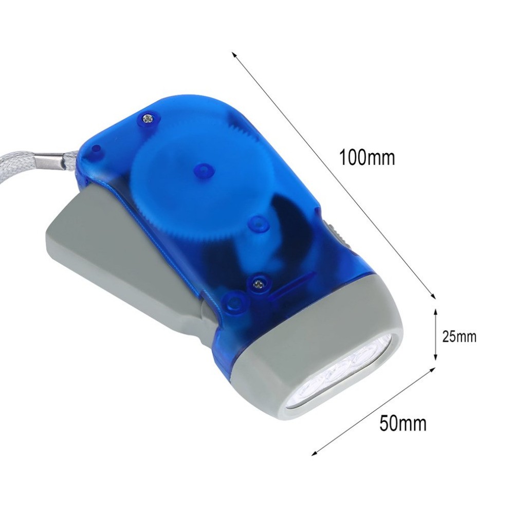 Hand Crank Flashlight 3 LED Dynamo Handpress Powerful Camping Emergency Torch