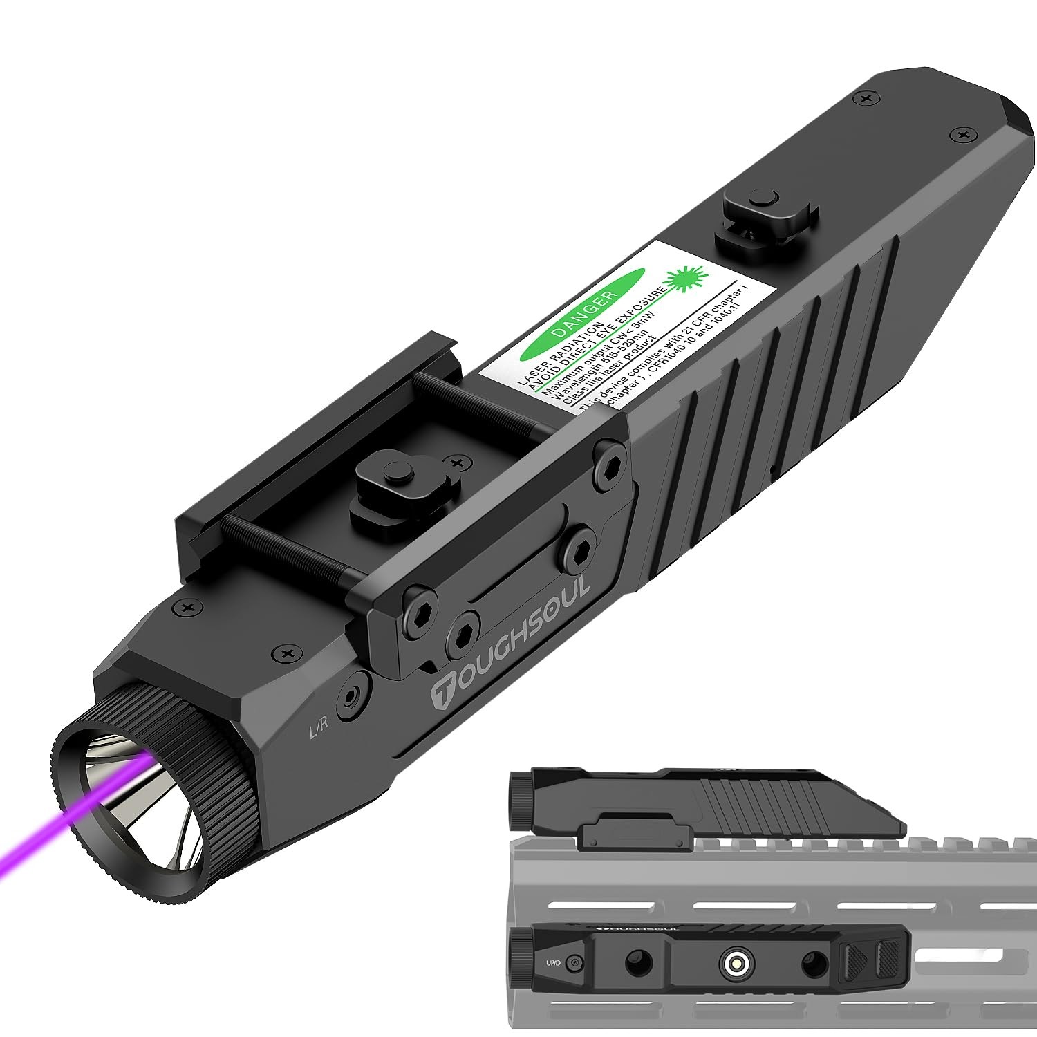 Mlok Picatinny 2 in 1 Tactical Flashlight with Purple Laser