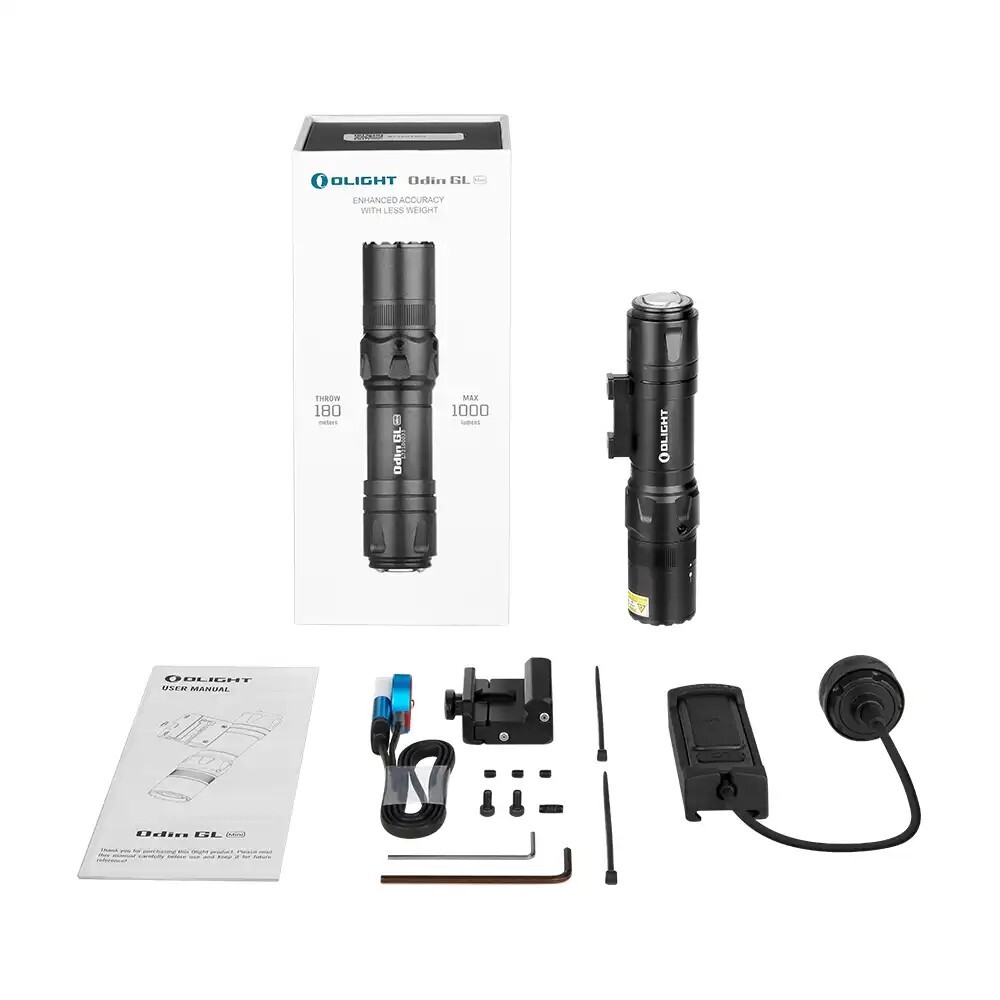 Olight Odin GL Mini 1000 Lumen Tactical Flashlight, White LED & Green Laser