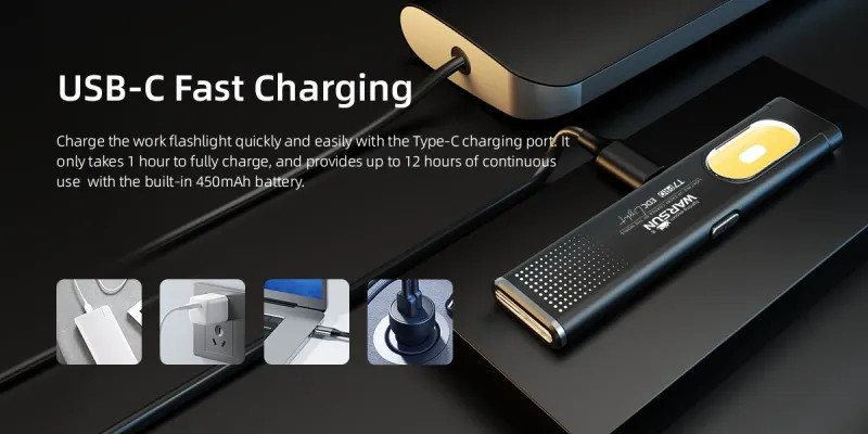 600LM MINI WARSUN LED KEYCHAIN FLASHLIGHT USB C RECHARGEABLE TORCH POCKET SIZED