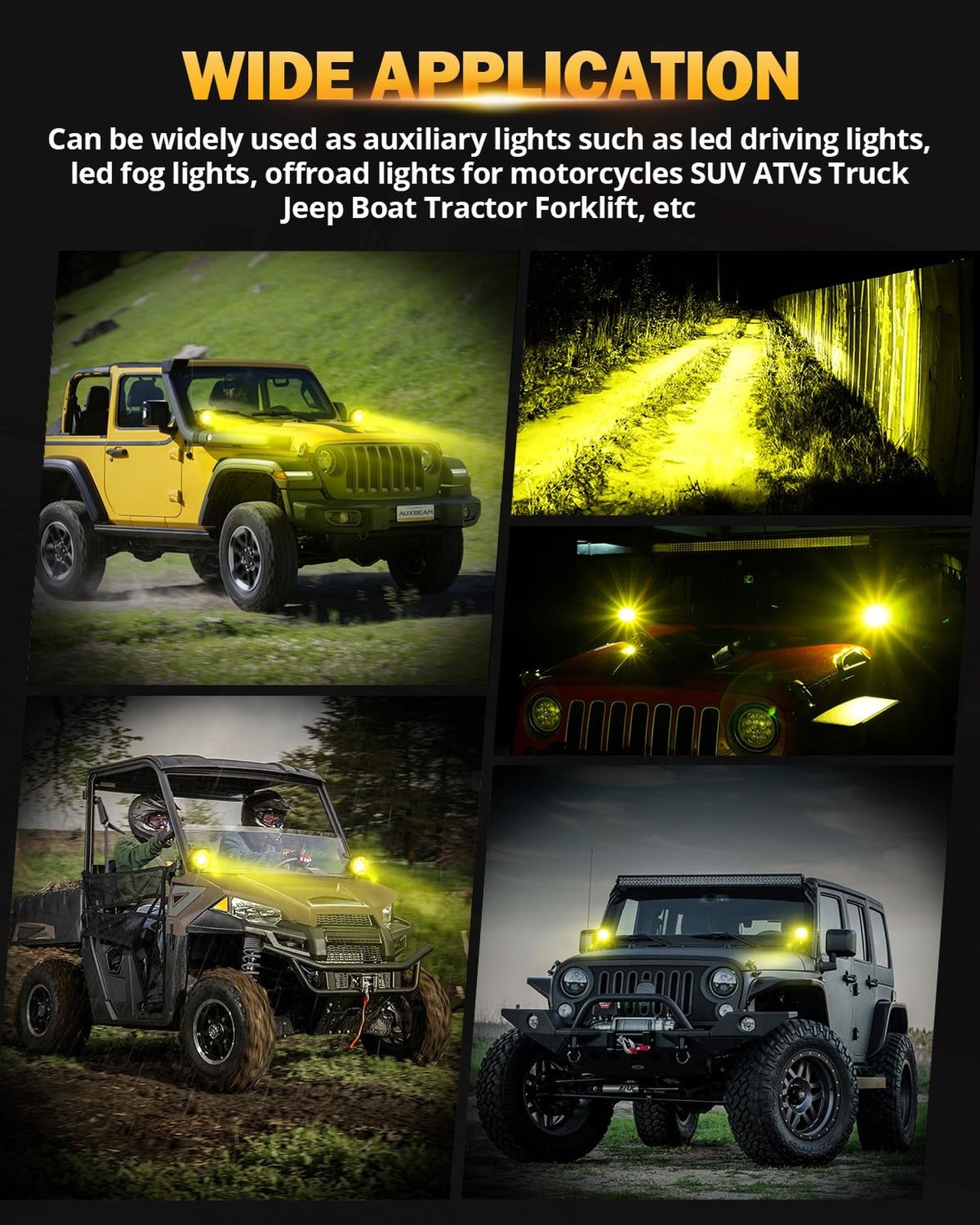 Auxbeam 4In 90W Amber Round Led Offroad Lights 2PCS 12000LM Bright 5×7 In Hea…