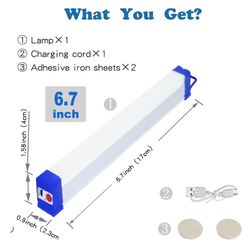 LED Rechargeable Lamp Tube USB 5V Emergency Light Camping Magnetic Portable Ligh