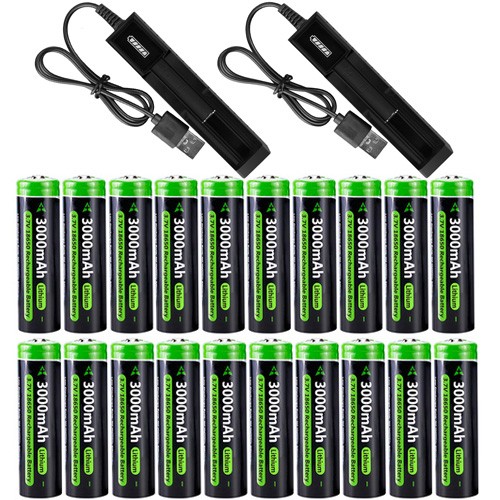 3000mAh Battery 3.7V Rechargeable Batteries Cell +Charger f/ Headlamp Flashlight