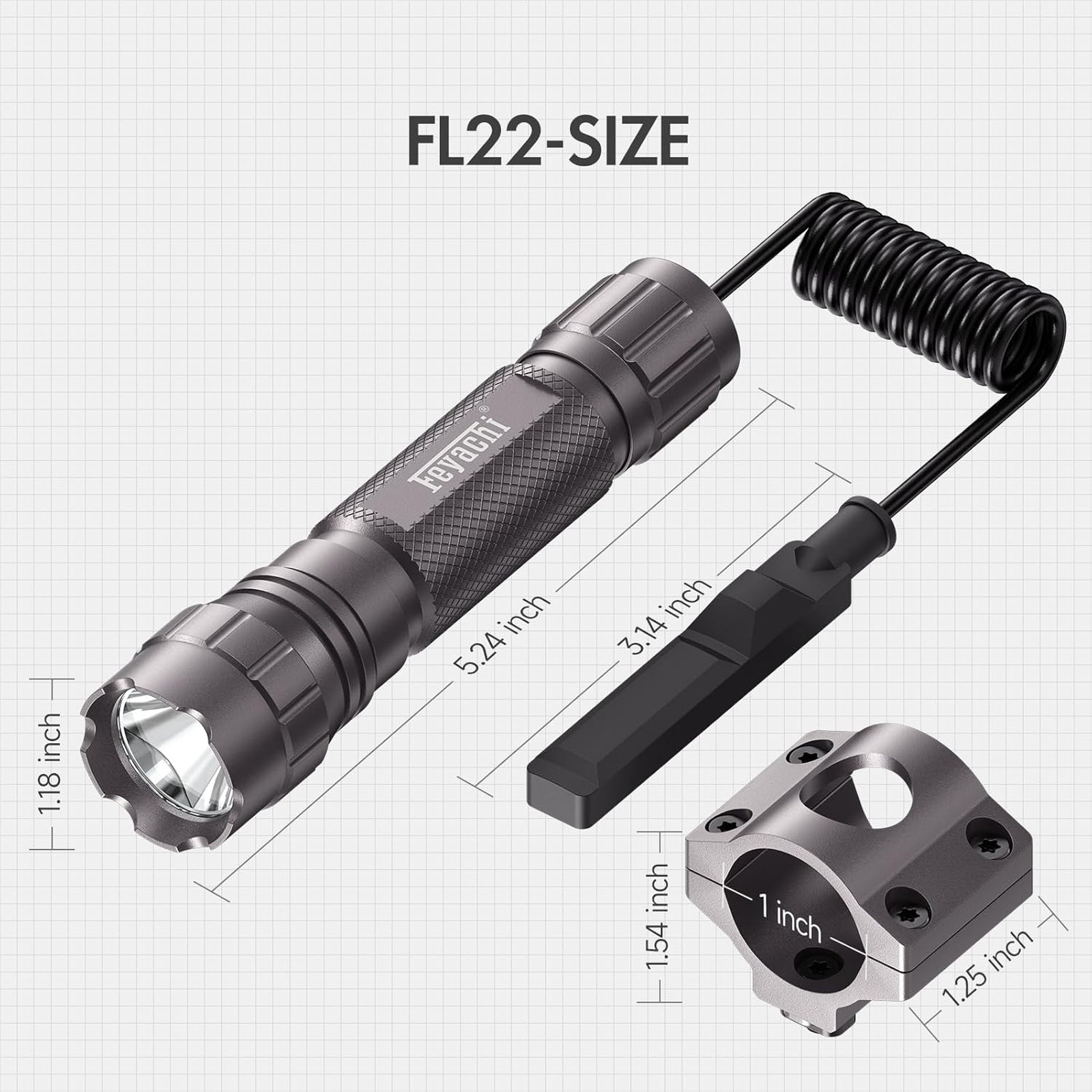 FL22 Tactical Flashlight LED 1200 Lumens Waterproof IP65 M Lock Rail Mount