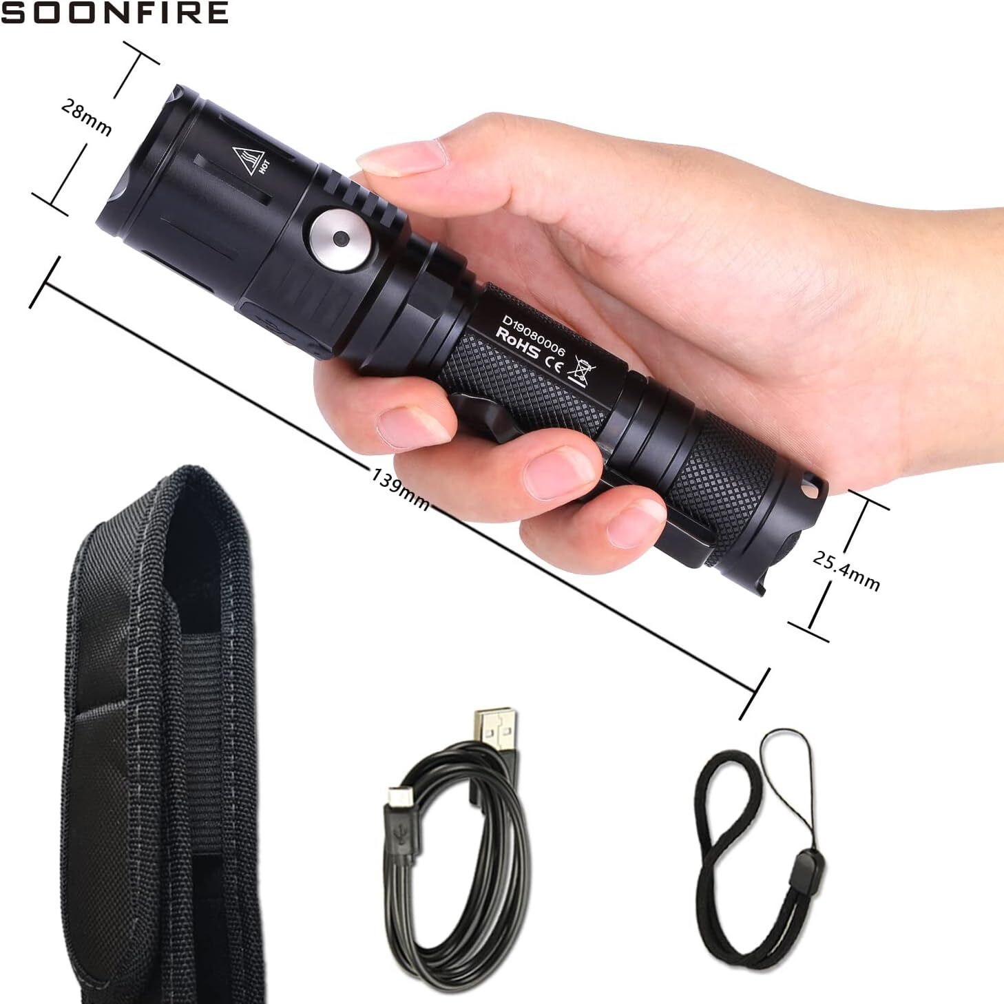 Tactical Flashlight 1060 Lumens Built-In a Fast Charging Rechargeable LED Handhe