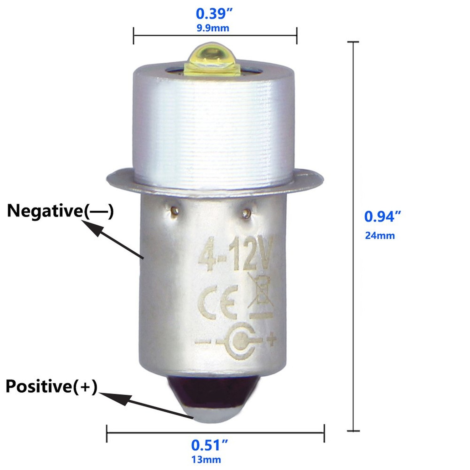 Upgrade LED Bulb White 3W DC 4-12V LED Flashlight Bulb Replacement Part Compa…