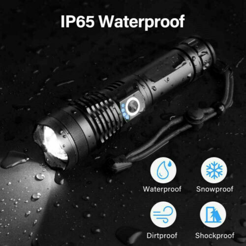 1200000LM LED Flashlight Tactical Light Super Bright Torch USB Rechargeable Lamp