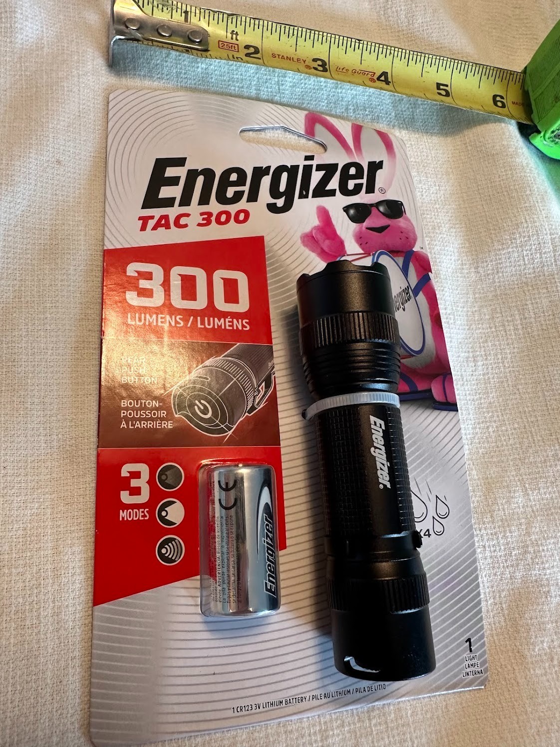 Energizer TAC 300 LED Tactical Metal Flashlight IPX4 Rated Body 300 Lumens